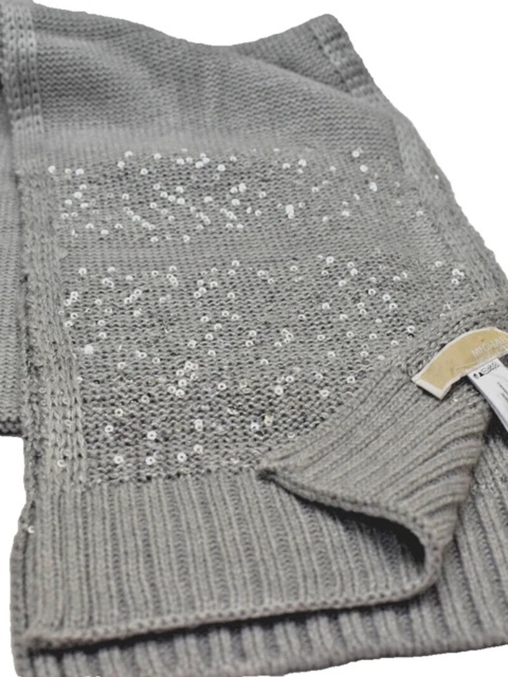 Michael Kors Pearl Gray Sequin Knit Scarf NWT